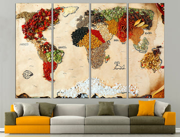 World maps wall art Nursery wall decor, World map canvas Modern wall art World map decor