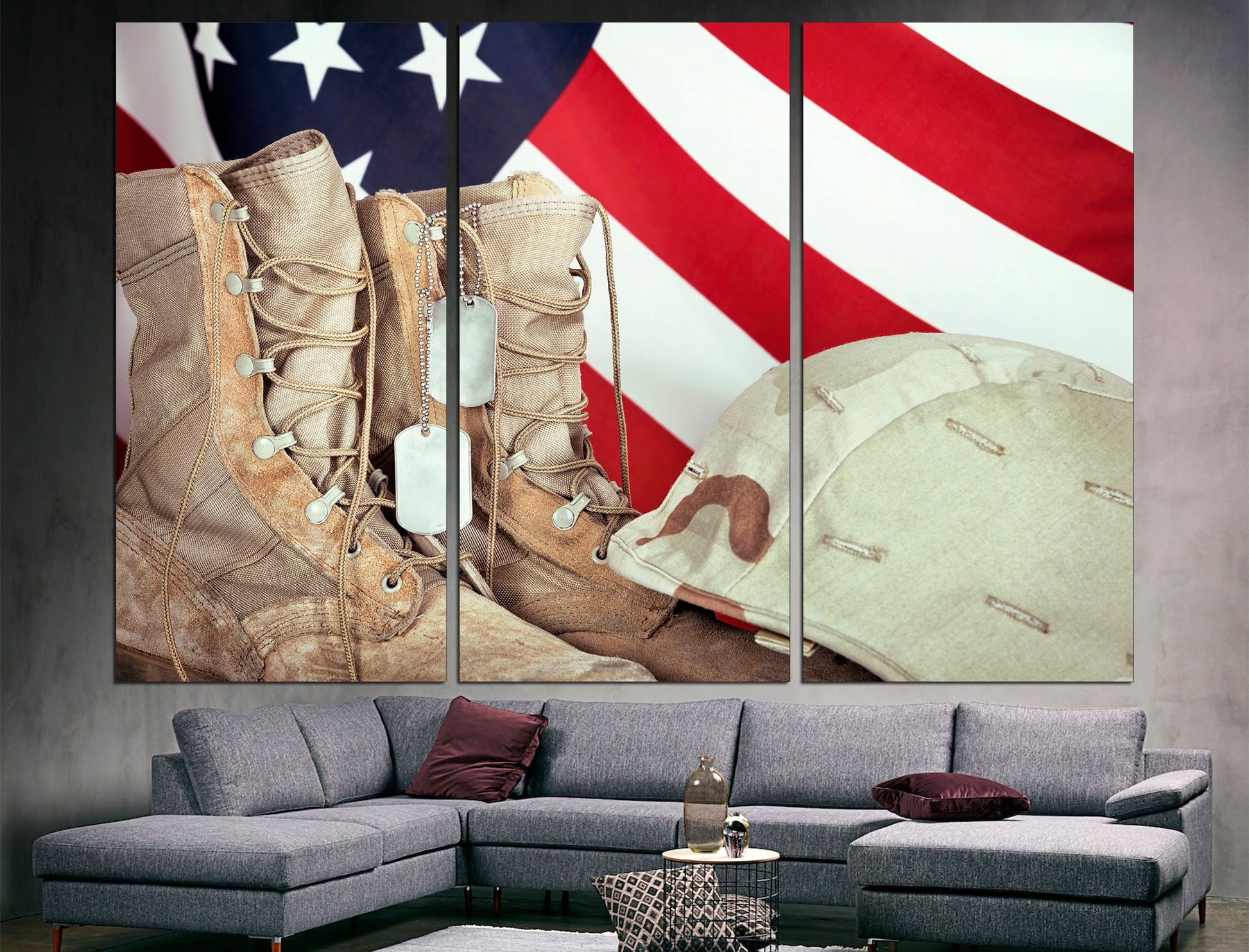 American soldier art Patriotic wall art American flag art, Military wall decor Gift for him uniform Home wall decor