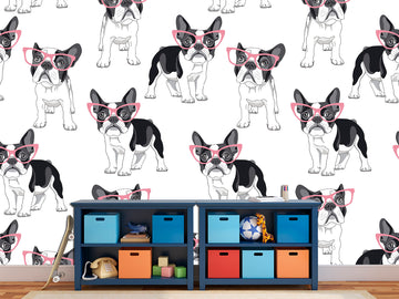 Pink dogs print Removable wallpaper Funny wall art, Puppy wallpaper Dog gift for owners Peel stick wallpaper, Animal wallpapers