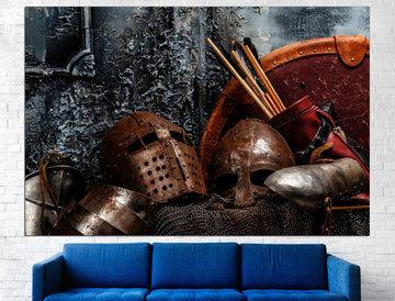 Armor print Large canvas art Viking wall art, Canvas art print Crusader armor Heroes canvas print