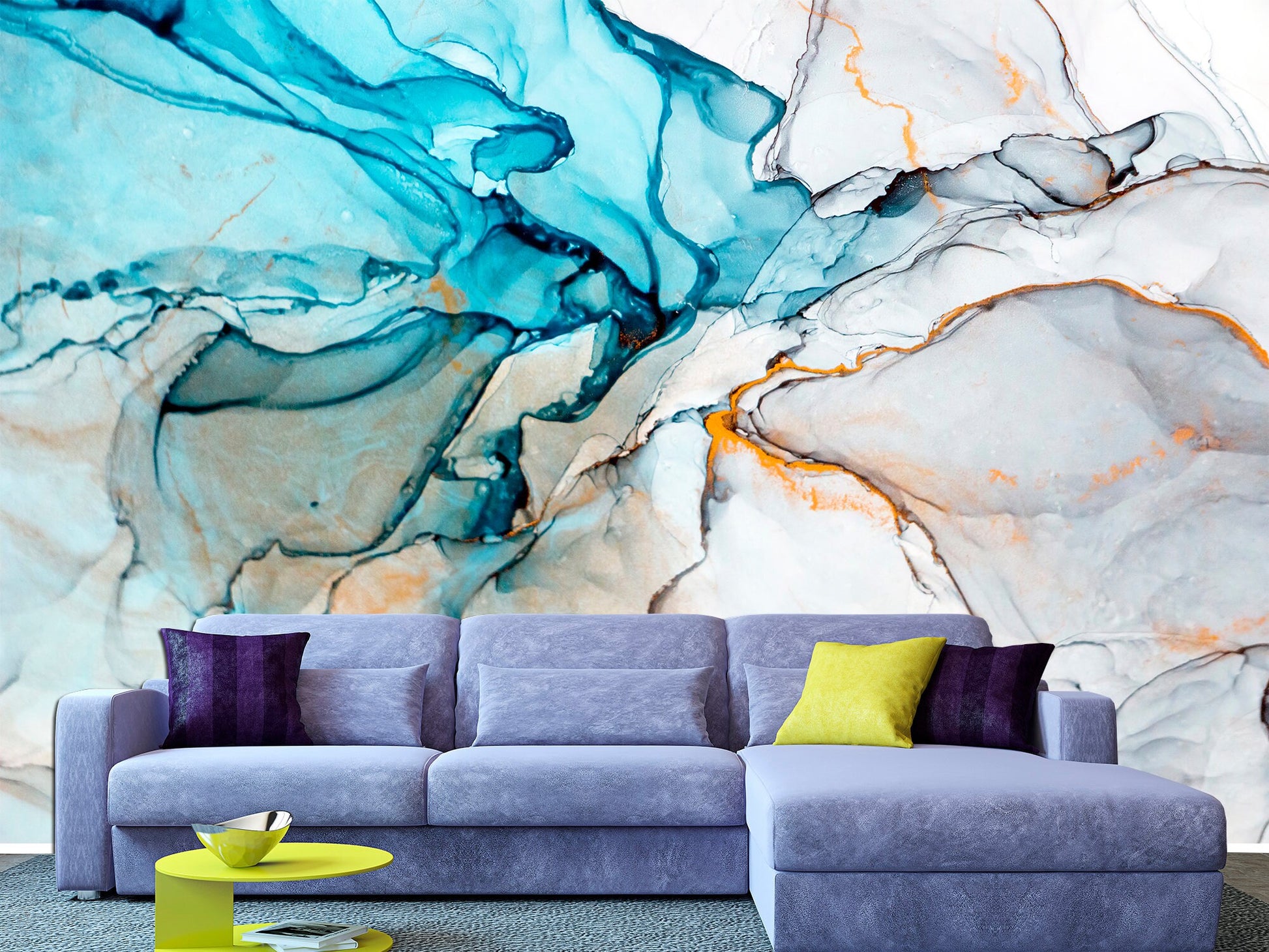 Blue wallpaper Contemporary art Removable wallpaper Modern wall decor Luxury wallpaper