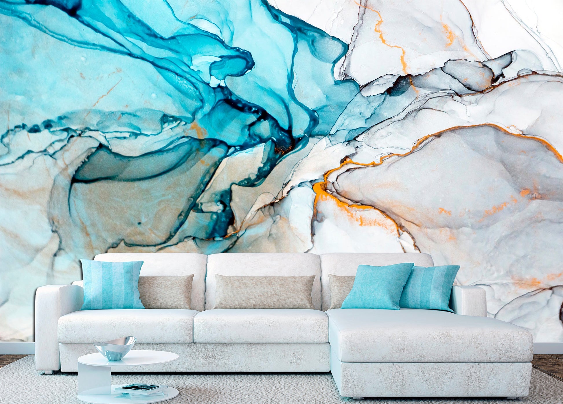 Blue wallpaper Contemporary art Removable wallpaper Modern wall decor Luxury wallpaper