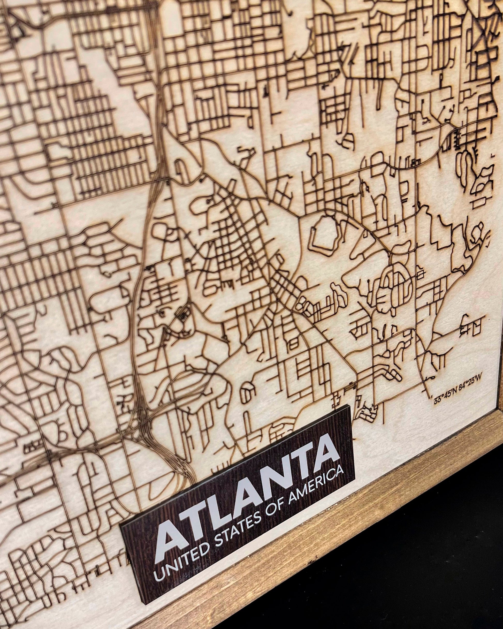 Atlanta wall decor Laser cut map City map wood Home decor