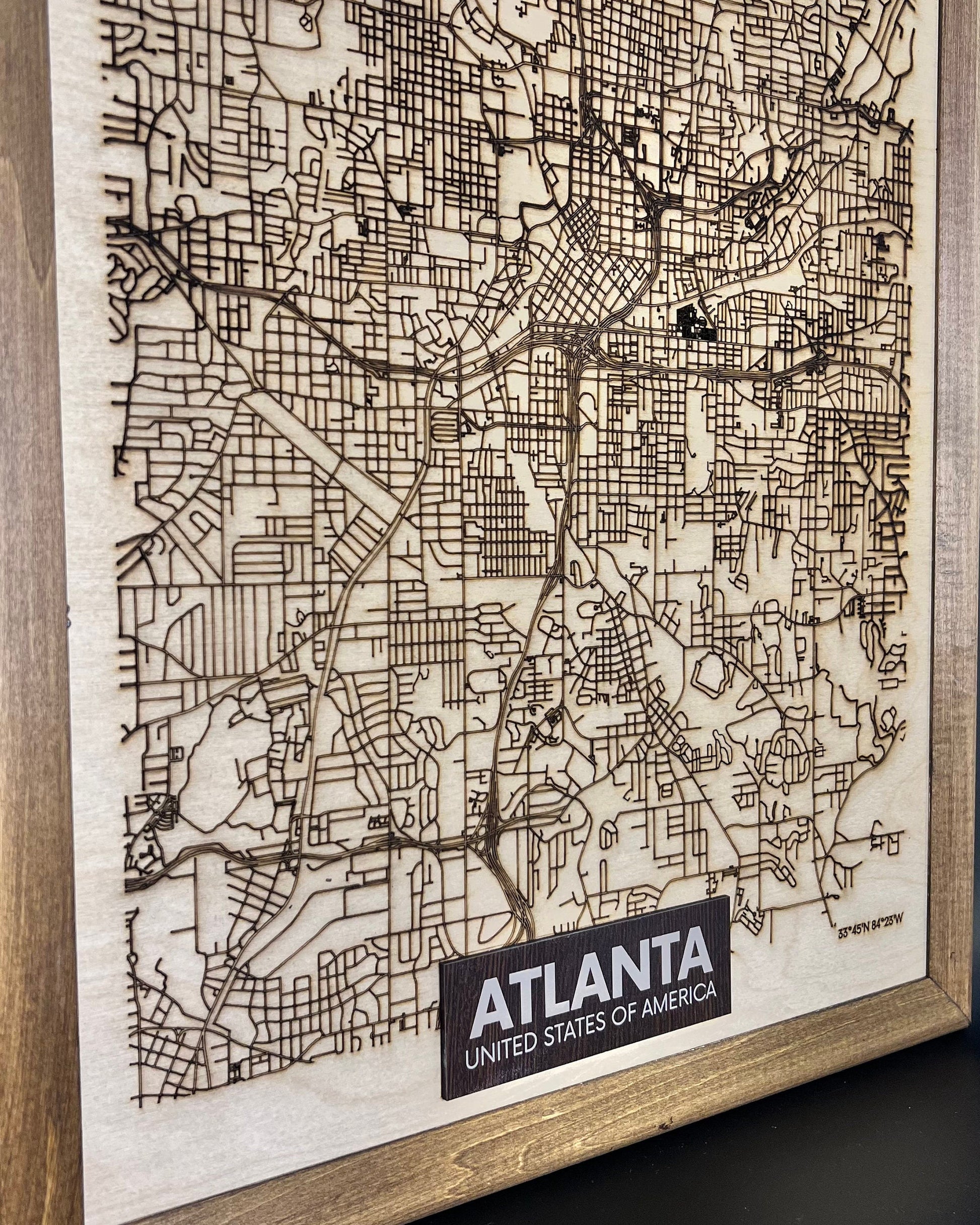 Atlanta wall decor Laser cut map City map wood Home decor
