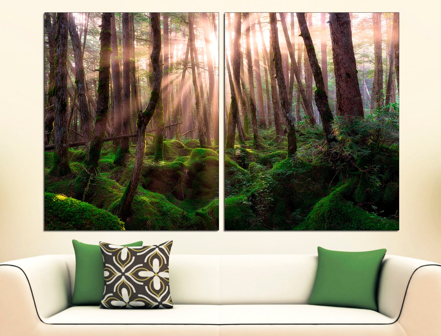 Magical Forest Morning Print Forest Poster, Trees Canvas Print Forest Wall Art Extra Large Wall Art