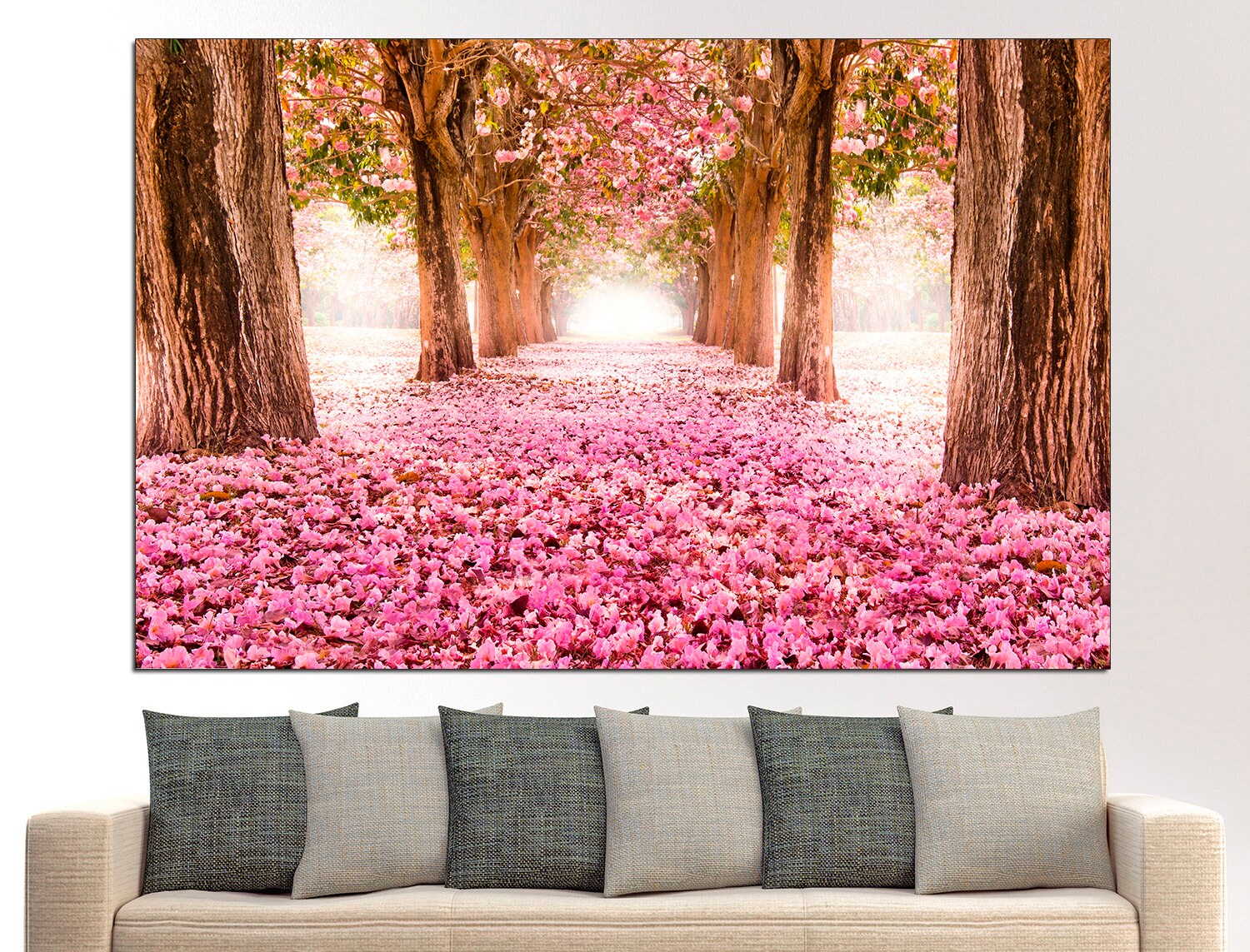 Sakura Print Large Wall Art Sakura Flowers Spring, Flower Photo Canvas Set Sakura Home Decor