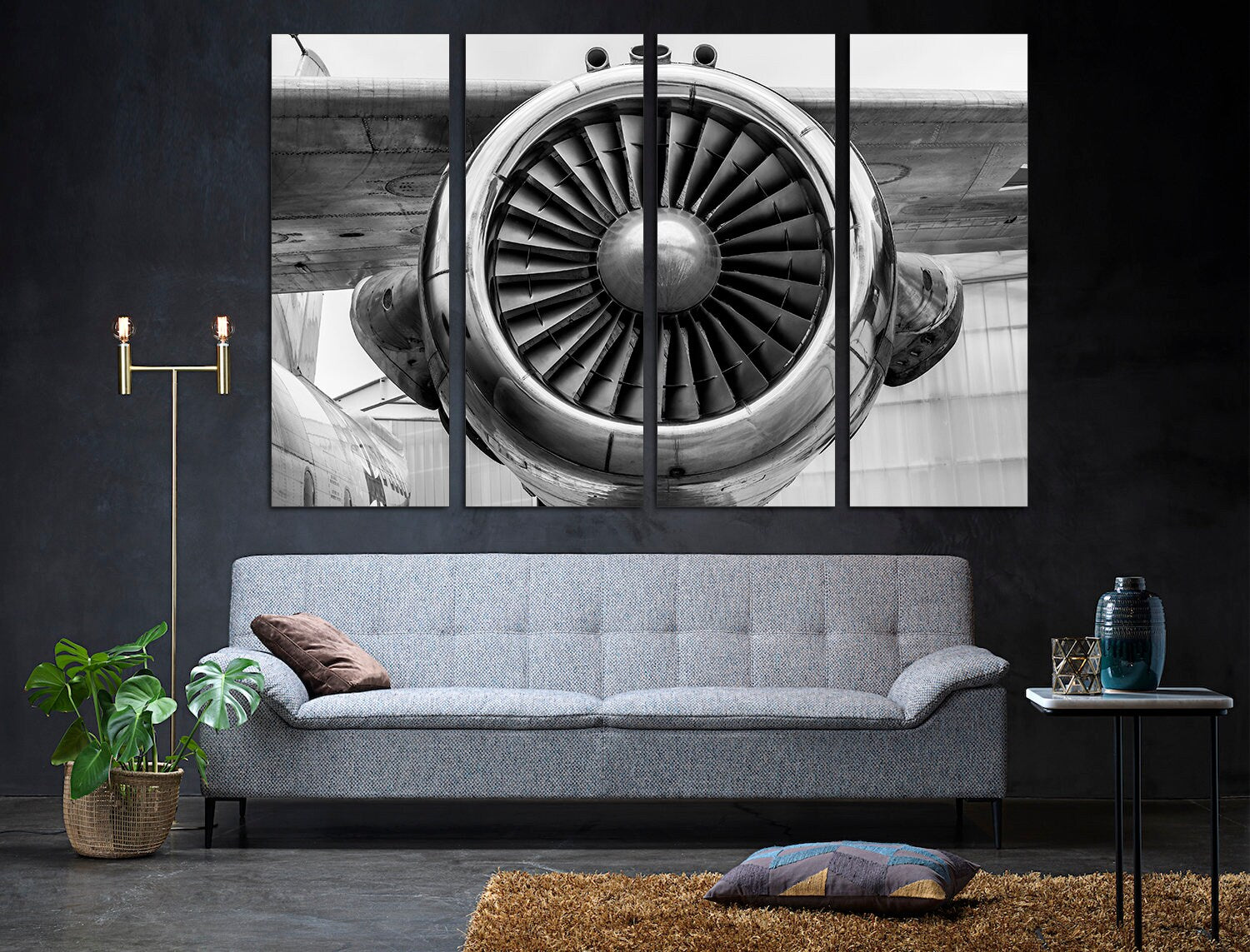 Airplane Wall Art Large Wall Art Aviation Decor, Airplane Poster Plane Wall Decor Triptych Wall Art