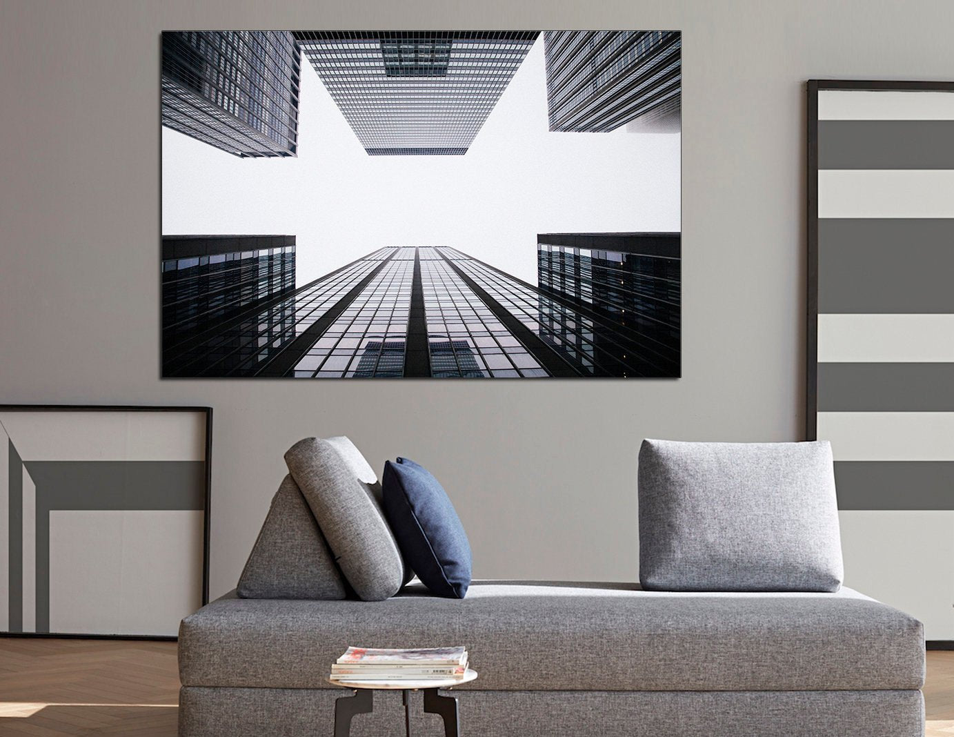 New York Skyline City Scape Architecture Poster Large Wall Art, Black White Skyline Triptych Wall Art United States Canvas