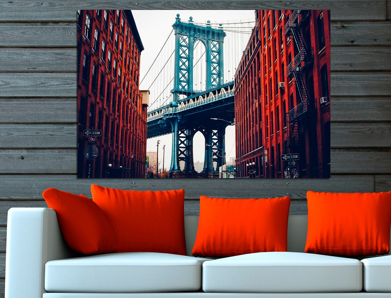 George Washington Bridge Brooklyn Wall Art Manhattan Bridge, Vintage Bridge Photo Manhattan Canvas Brooklyn Poster