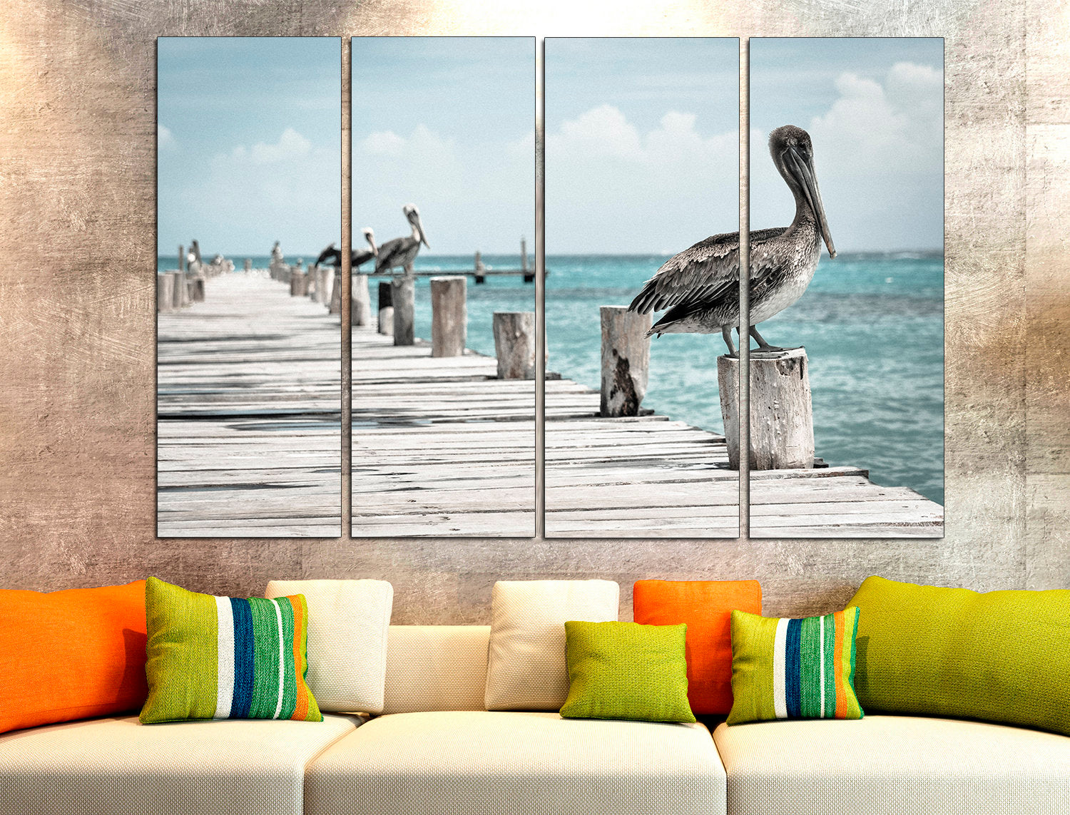 Pelicans Bird Prints Pelican Wall Art, Bird Poster Pelican Print Canvas Print