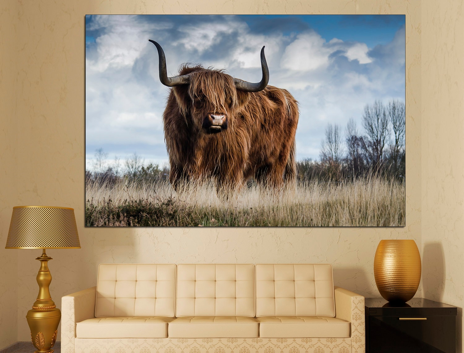 Texas Longhorn Large Wall Art Highland Cow Print, Cow Art Print Farmhouse Wall Decor Housewarming Gift