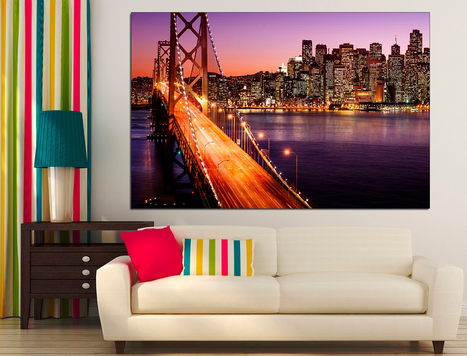 Golden Gate Bridge Large Wall Art Architecture, Bridge Multi Panel Canvas New York Brooklyn