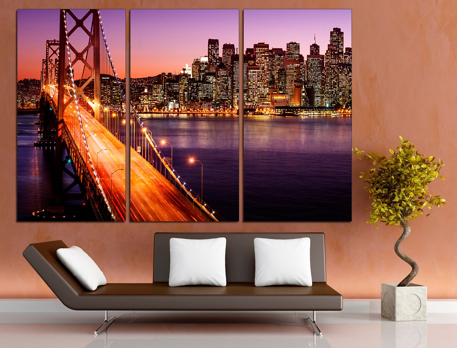 Golden Gate Bridge Large Wall Art Architecture, Bridge Multi Panel Canvas New York Brooklyn