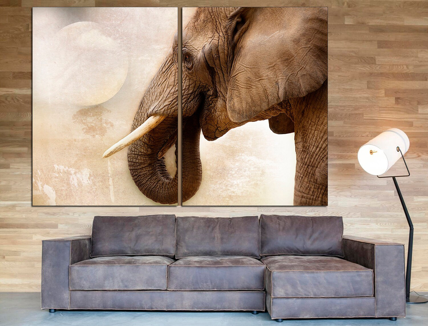 Elephant Wall Art Extra Large Wall Art Elephant Canvas, African Elephant Triptych Wall Art Elephant Poster