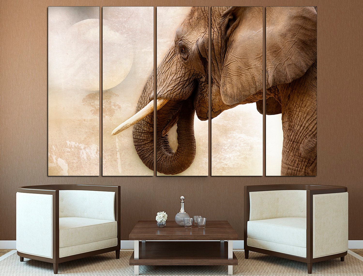 Elephant Wall Art Extra Large Wall Art Elephant Canvas, African Elephant Triptych Wall Art Elephant Poster