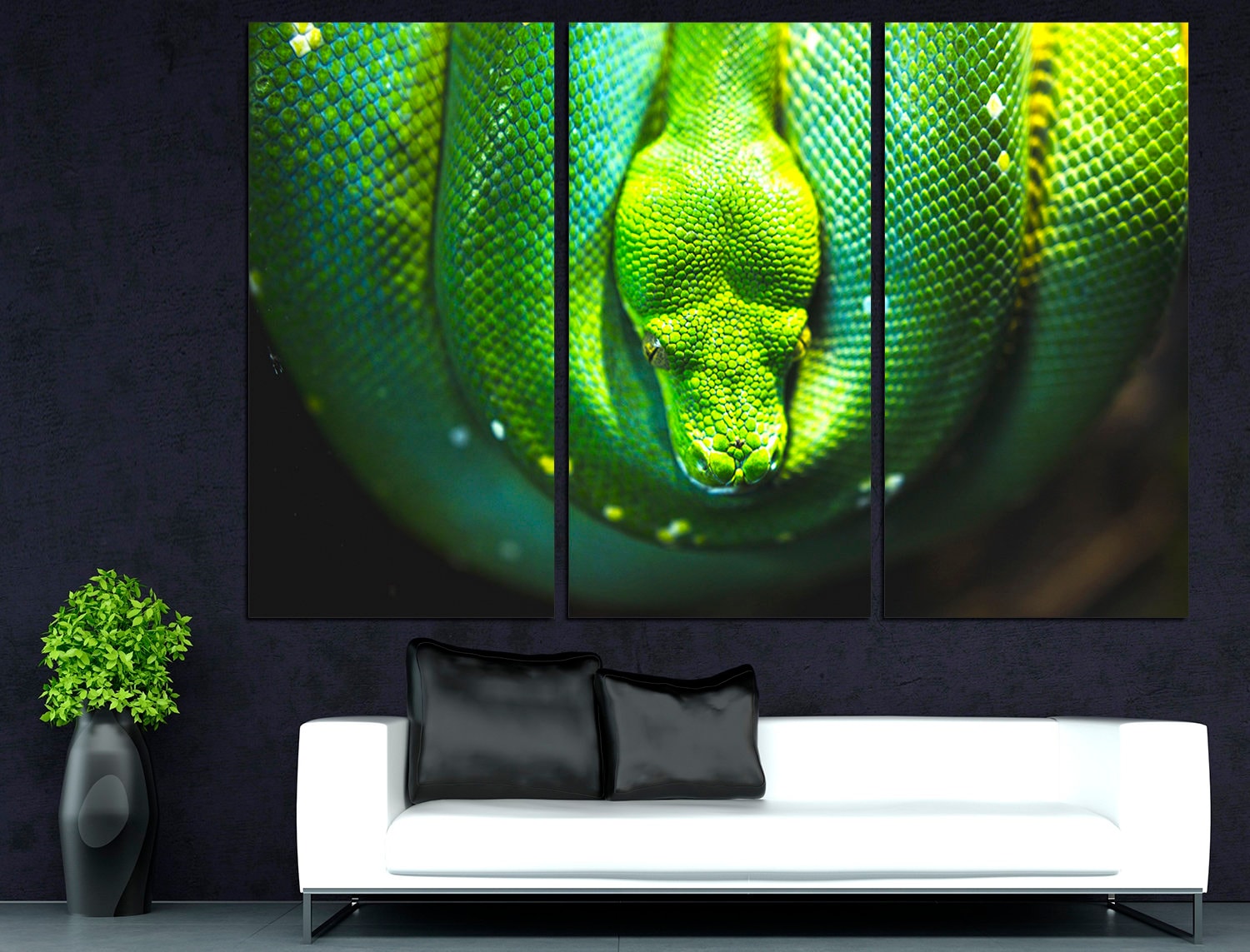 Green Snake Extra Large Wall Art Snake Art Print, Snake Poster Snake Home Decor Snake Print