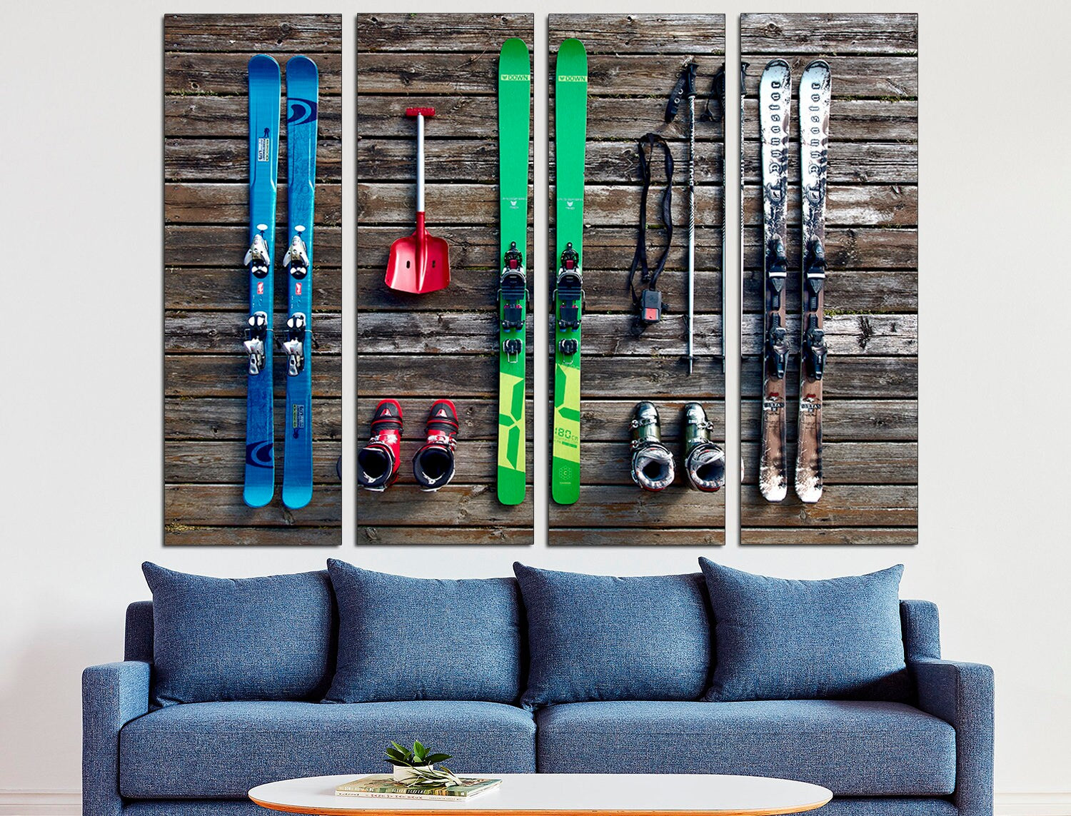 Ski Wall Art Extra Large Wall Art Winter Wall Decor, Skiing Poster Triptych Wall Art Ski Gift