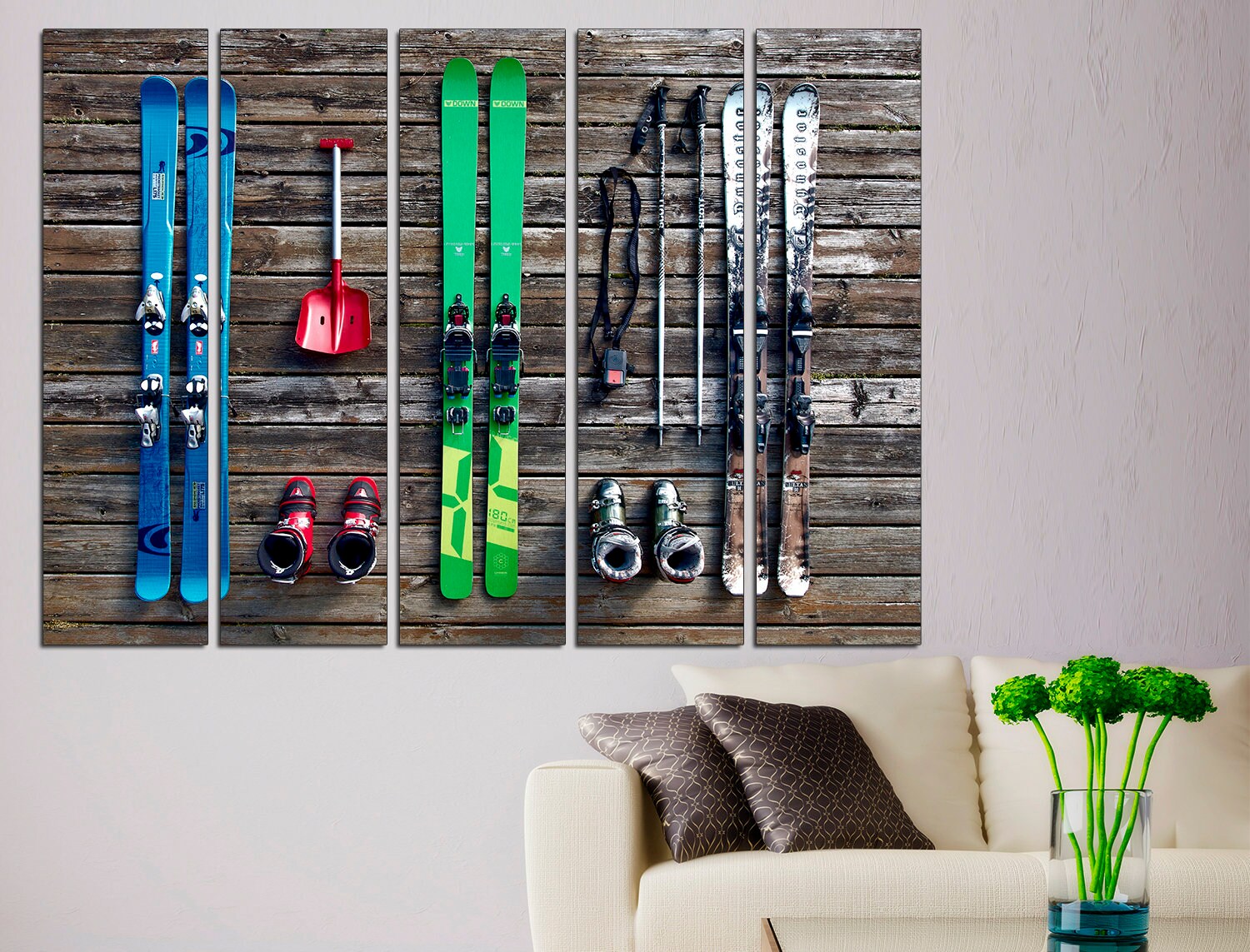 Ski Wall Art Extra Large Wall Art Winter Wall Decor, Skiing Poster Triptych Wall Art Ski Gift