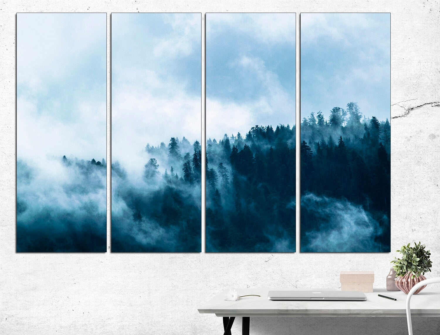 Misty Forest Foggy Wall Art Forest Print Large Wall Art, Fog And Forest Wall Art Print Foggy Photography