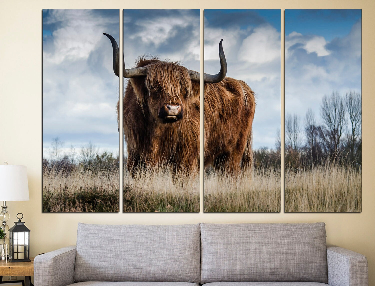 Texas Longhorn Large Wall Art Highland Cow Print, Cow Art Print Farmhouse Wall Decor Housewarming Gift