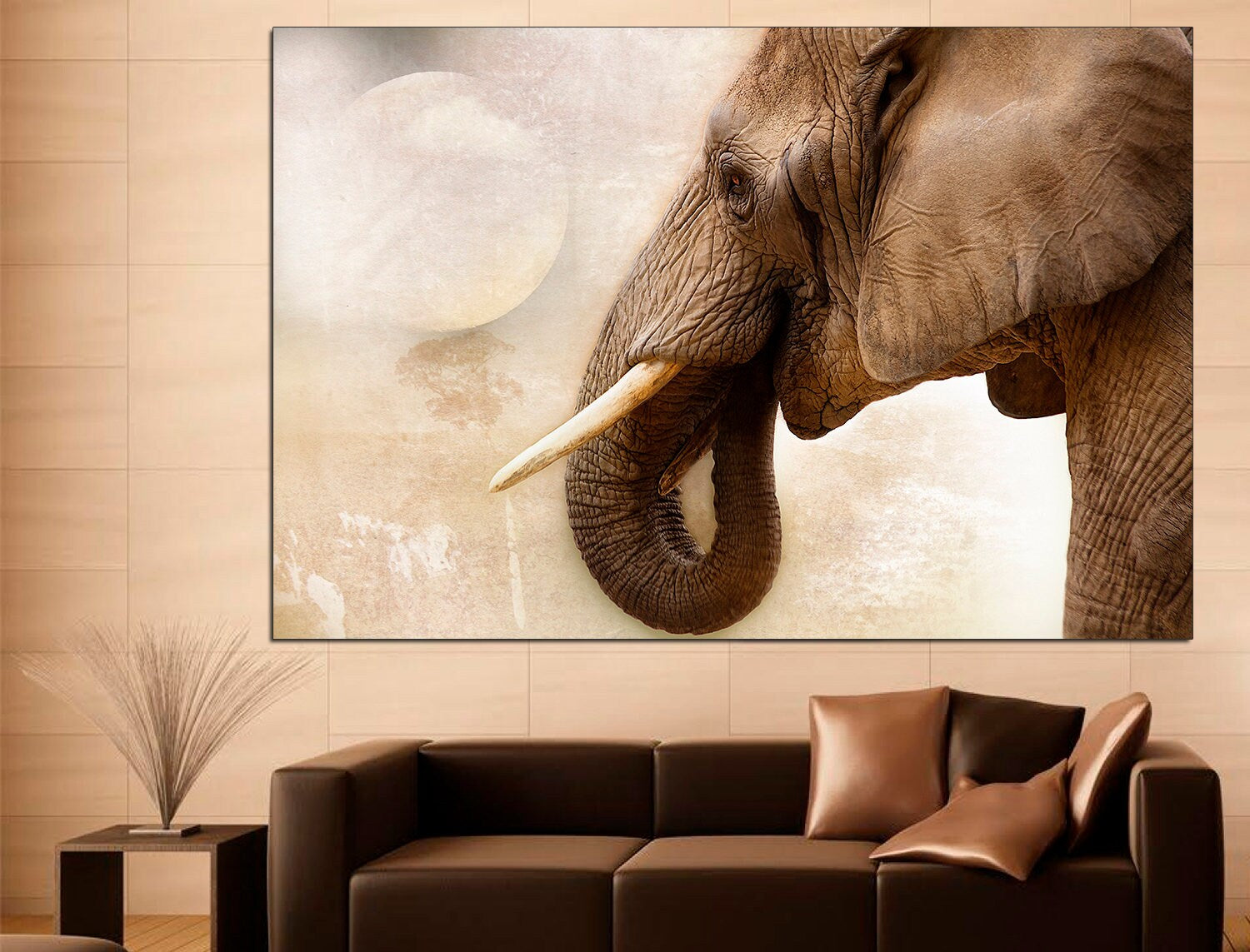 Elephant Wall Art Extra Large Wall Art Elephant Canvas, African Elephant Triptych Wall Art Elephant Poster