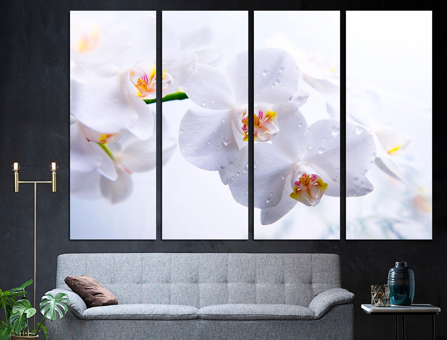 White Orchid Canvas Wall Art Orchid Canvas Spa, Orchid Wall Decor Flower wall art Orchid flowers