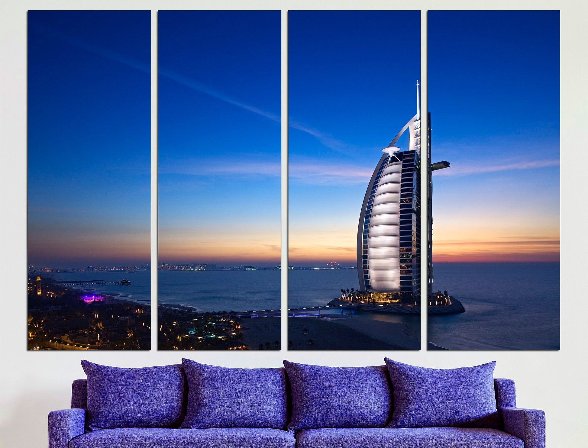 Dubai Skyline Set Of 5 Wall Art Dubai Office Decor, Dubai Print Wall Art Canvas Triptych Wall Art