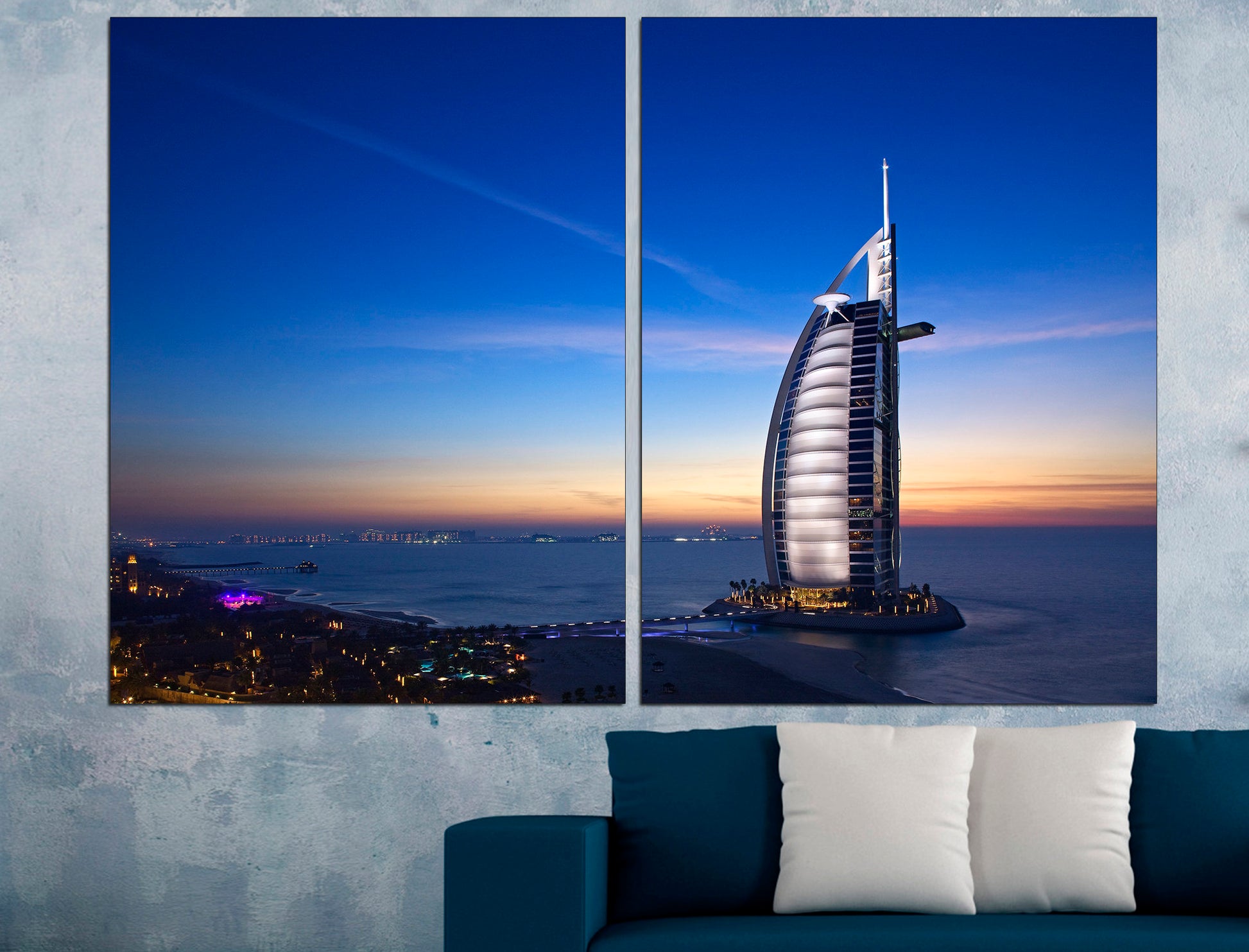 Dubai Skyline Set Of 5 Wall Art Dubai Office Decor, Dubai Print Wall Art Canvas Triptych Wall Art