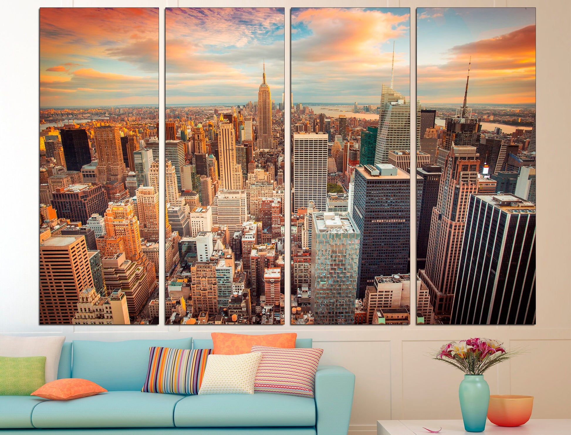 New York Wall Art Extra Large Wall Art Skyline, Office Decor New York Poster New York Canvas