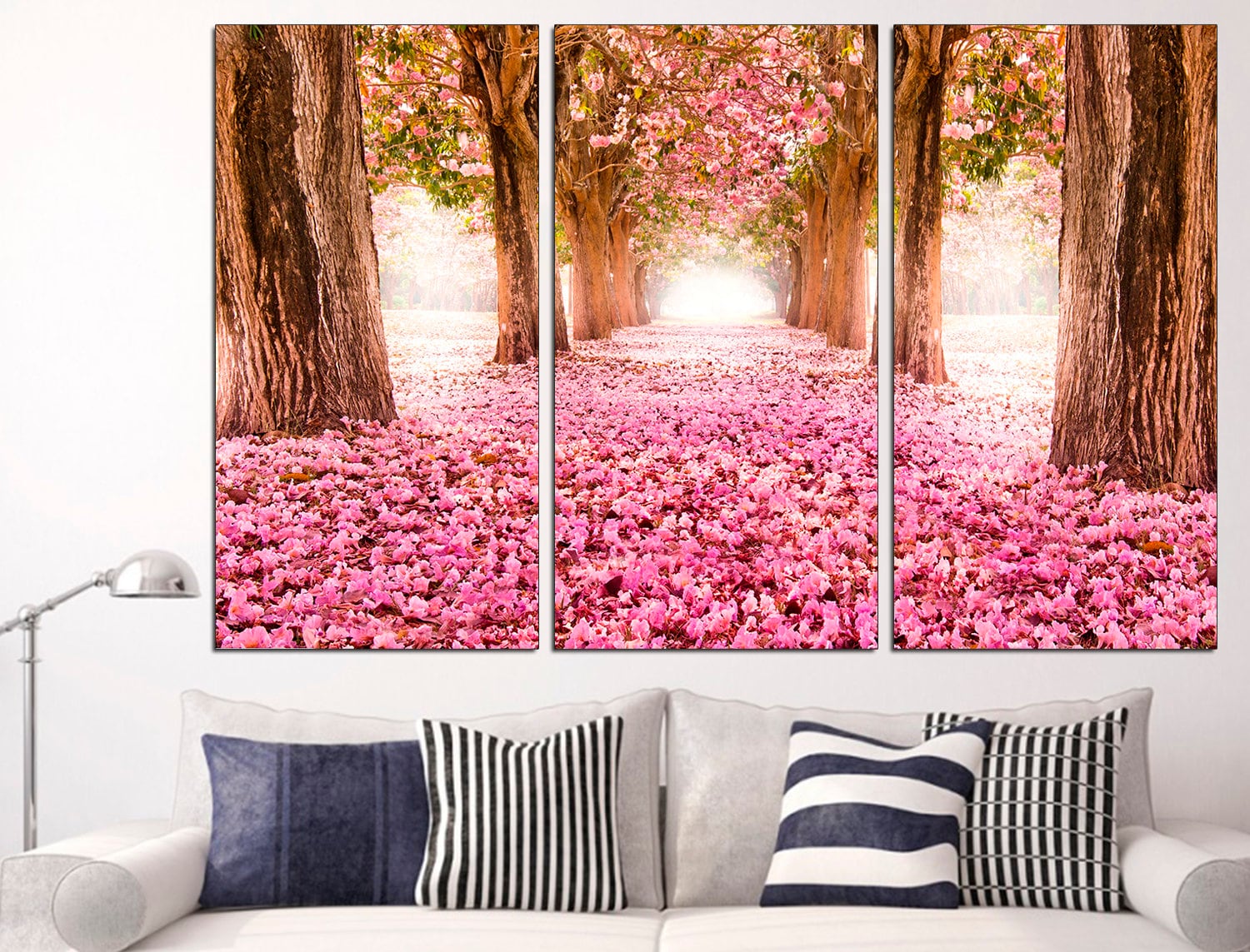 Sakura Print Large Wall Art Sakura Flowers Spring, Flower Photo Canvas Set Sakura Home Decor