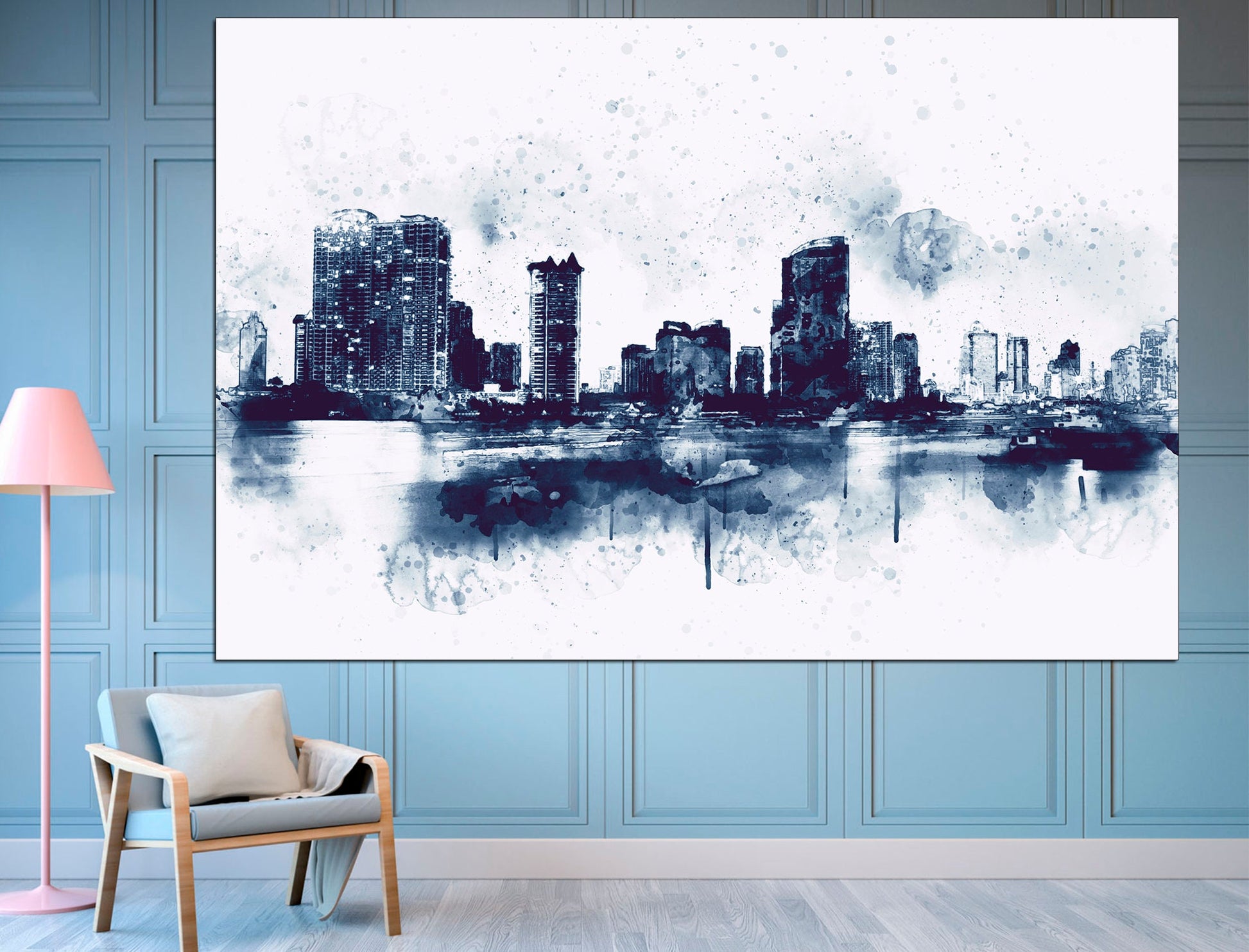 Blue Abstract Art Abstract City Print City Painting, Abstract Watercolor Abstract Urban Art Abstract Cityscape