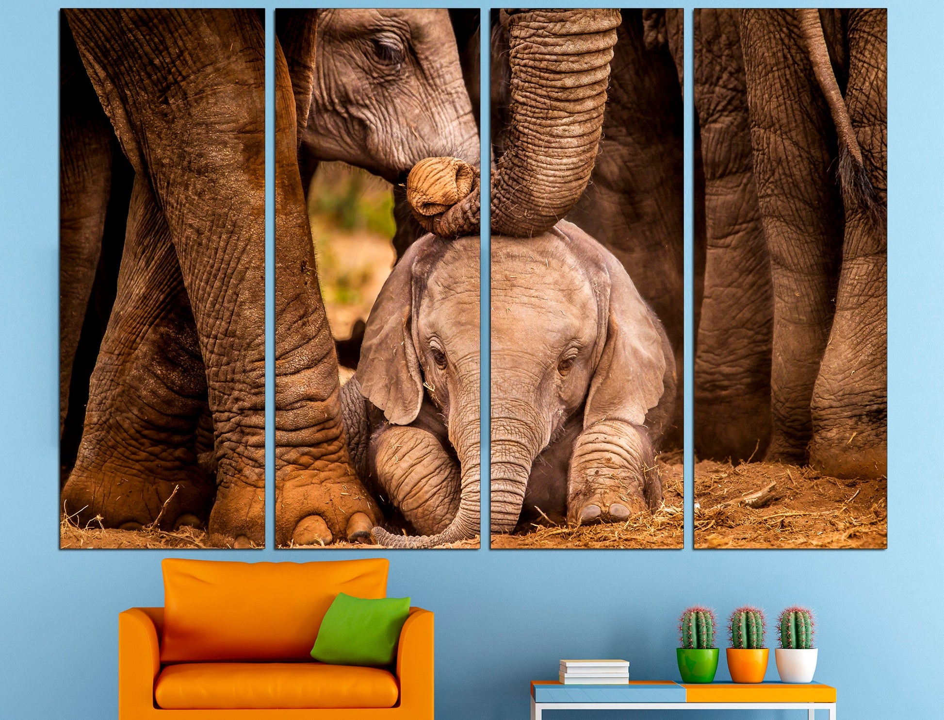 Baby Elephant African Elephant Elephant Room Decor, Elephant Canvas Elephant Photography Watercolor Elephant