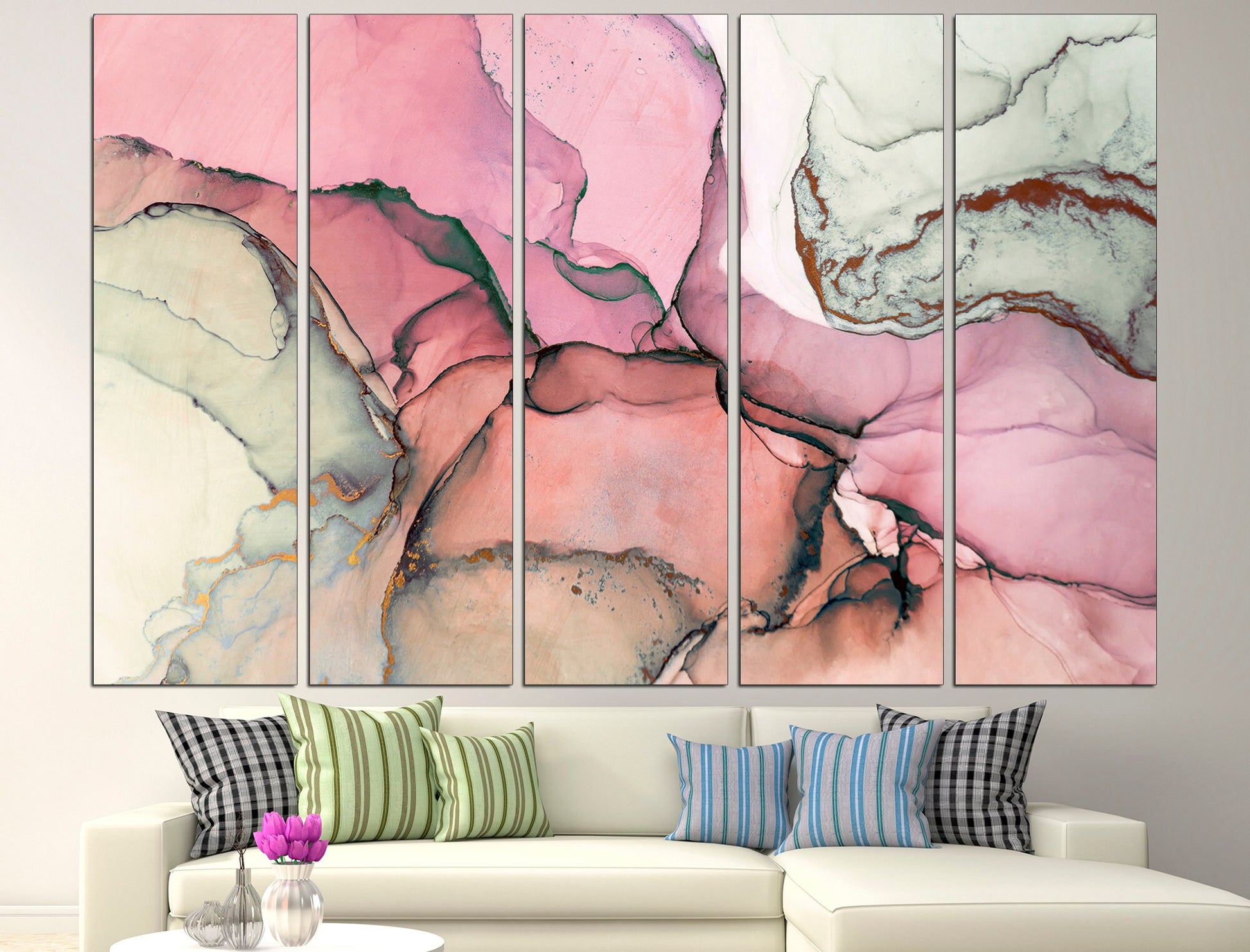 Pink Marble Art Marble Wall Art Marble Wall Decor, Pink Wall Art Pink Marble Print Extra Large Wall Art