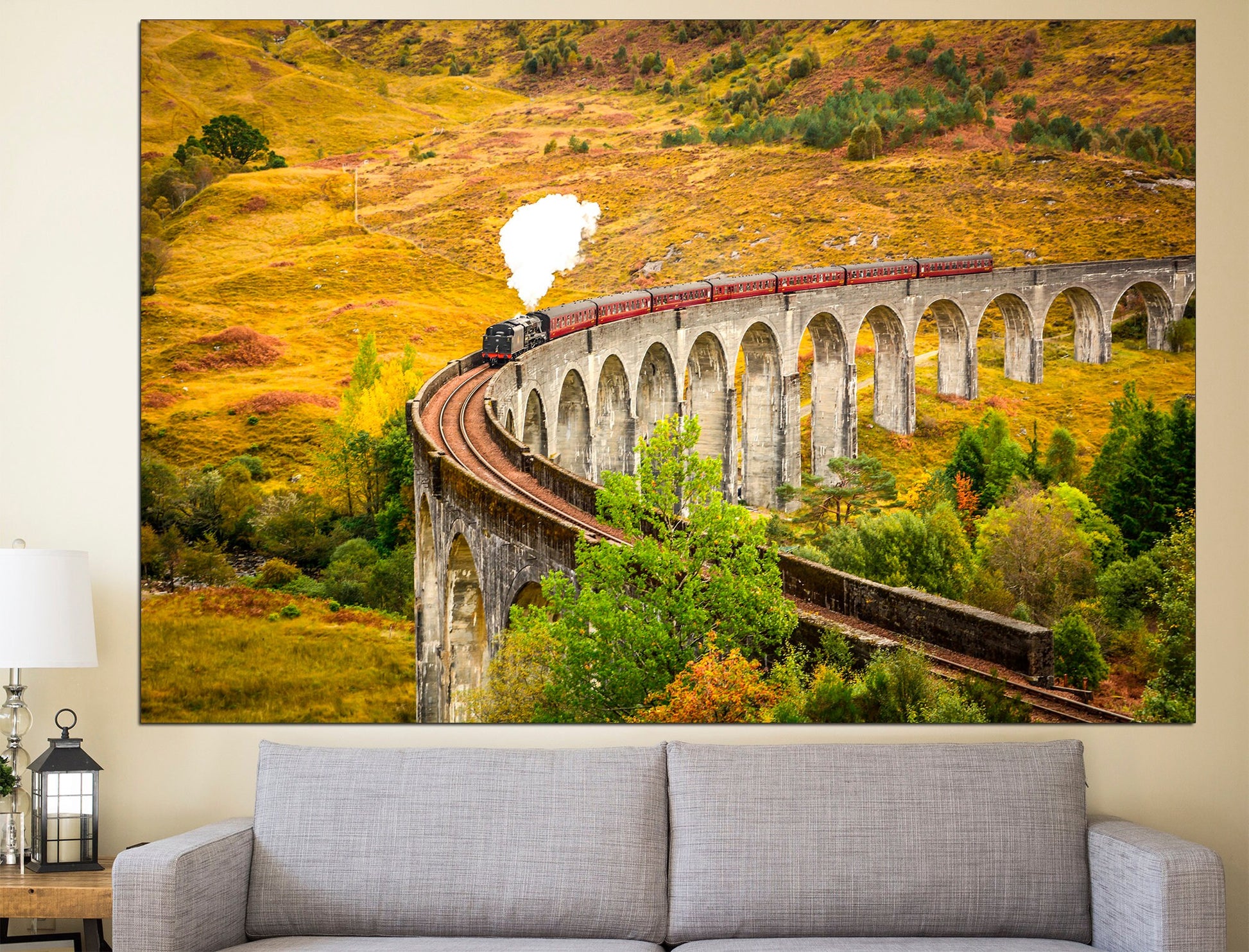 Train Art Print Vintage Train Locomotive Art Train Room Decor, Train Wall Decor Mountains Print Train Poster