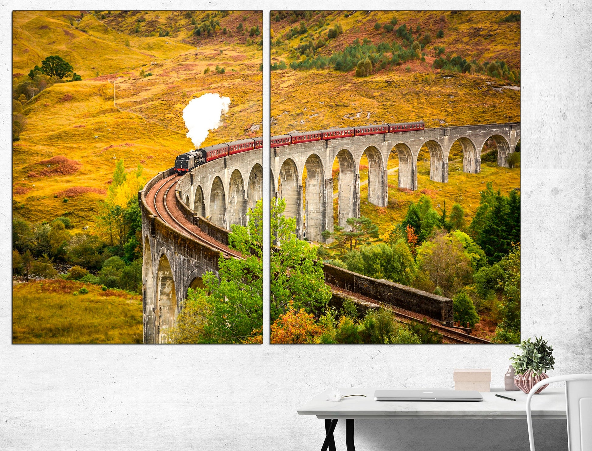 Train Art Print Vintage Train Locomotive Art Train Room Decor, Train Wall Decor Mountains Print Train Poster