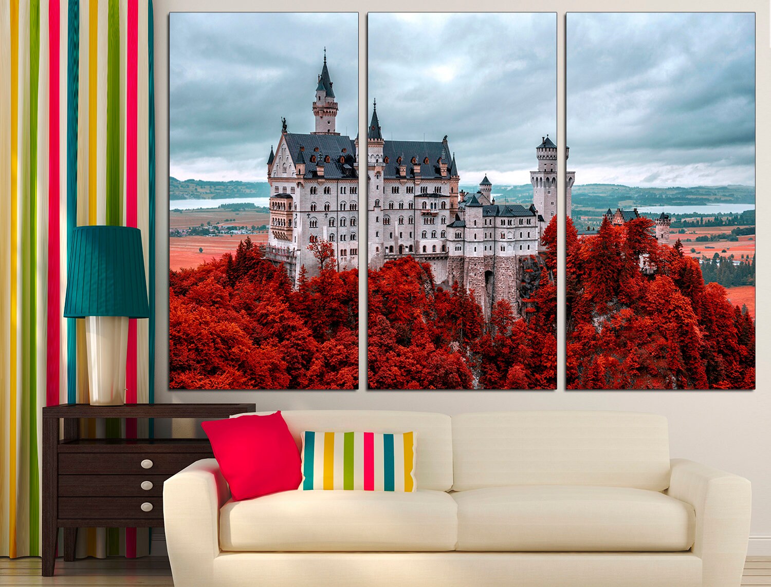 Castle Wall Decor Neuschwanstein Canvas Print Castle Wall Art Germany