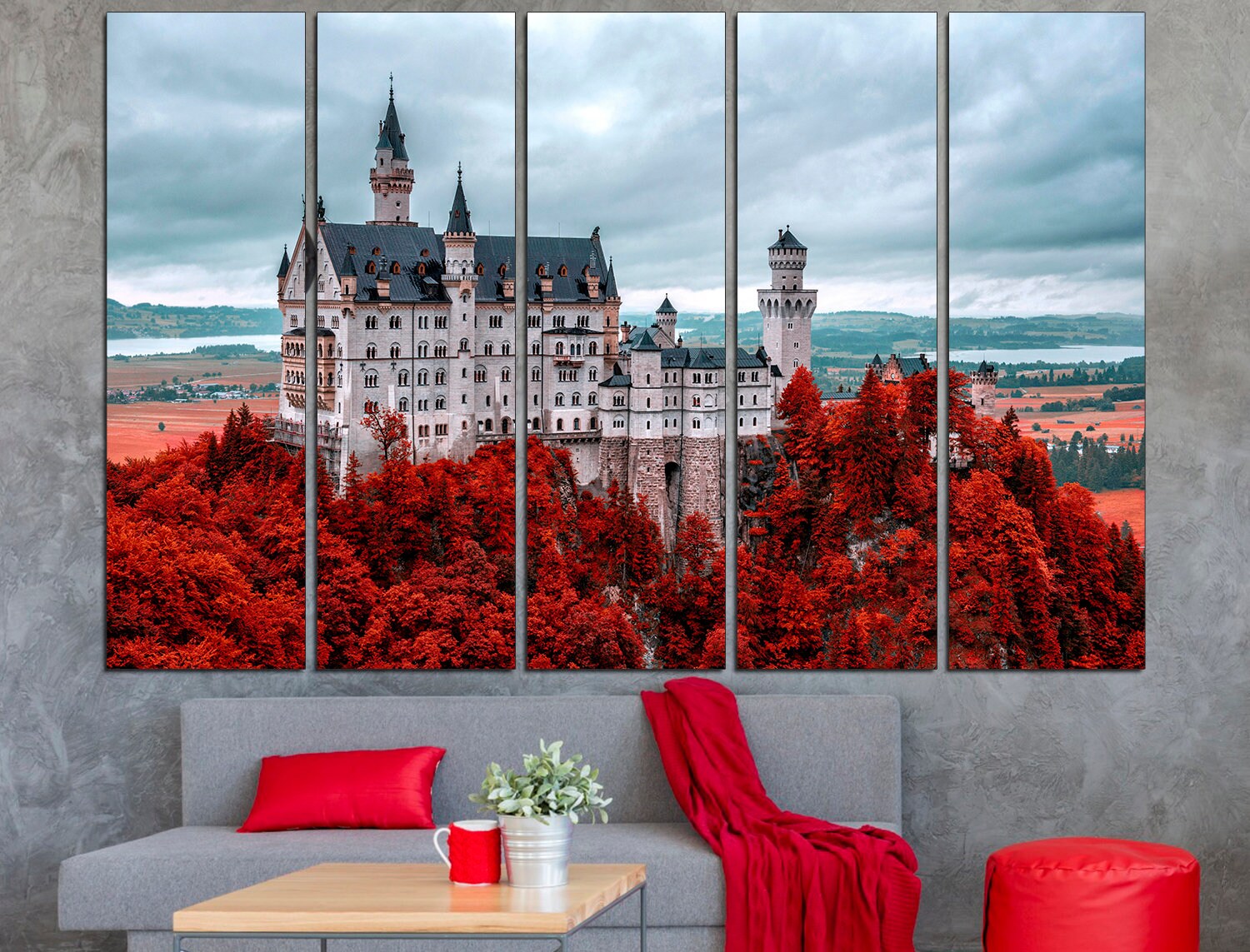 Castle Wall Decor Neuschwanstein Canvas Print Castle Wall Art Germany