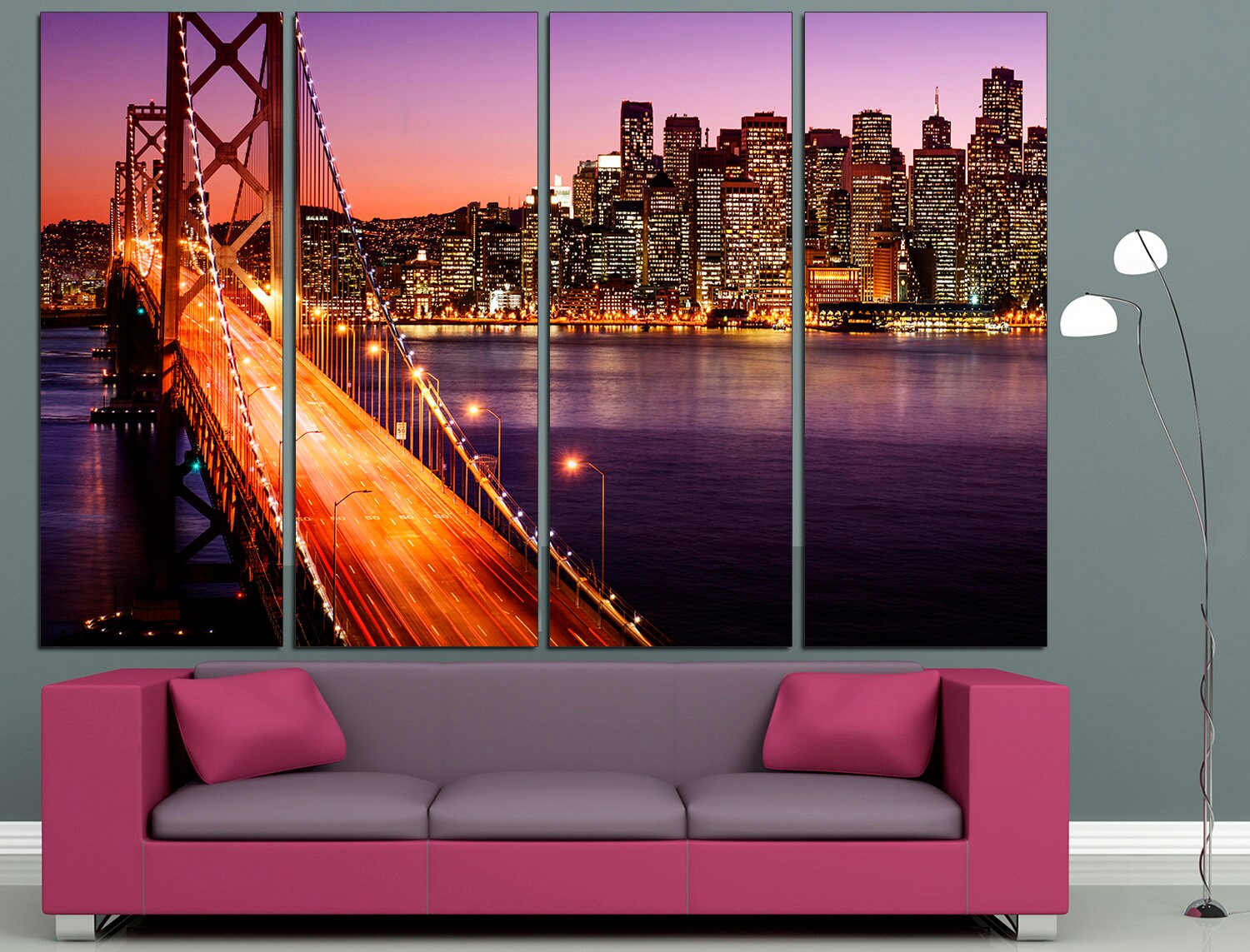 Golden Gate Bridge Large Wall Art Architecture, Bridge Multi Panel Canvas New York Brooklyn