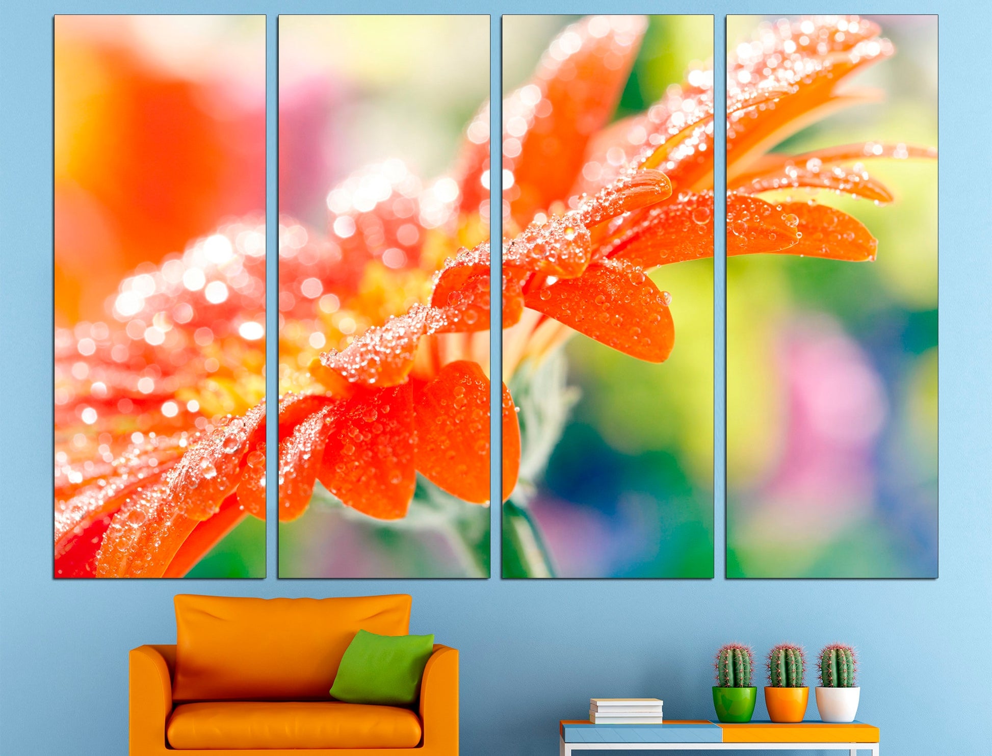 Orange Flower Canvas Flower Wall Art Large Canvas Art, Orange Abstract Art Orange Flower Photo Floral Canvas