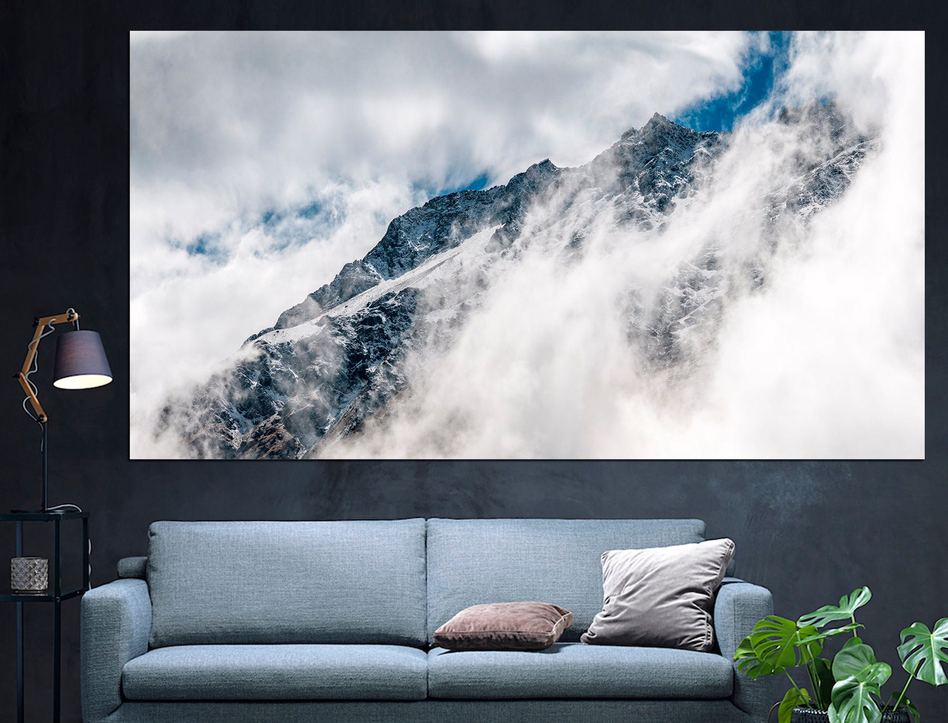 Fog Mountain Art Foggy Mountain Fog Art Mountain Print, Mountain Wall Art Mountain Fog Minimalist Mountain