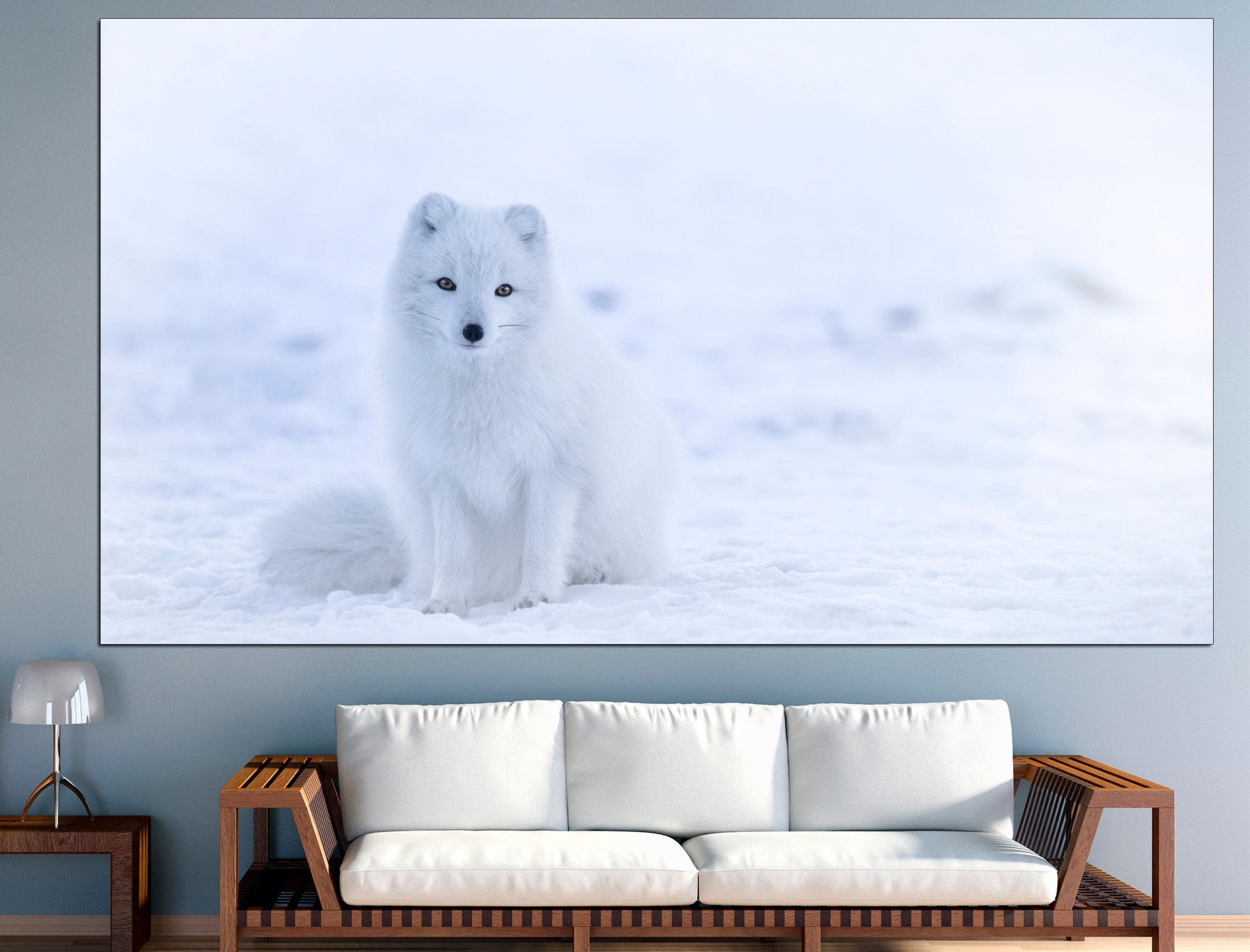 Arctic Fox Print Wildlife Canvas White Fox Arctic, Fox Poster Canvas Wall Art Arctic Animal Winter Fox