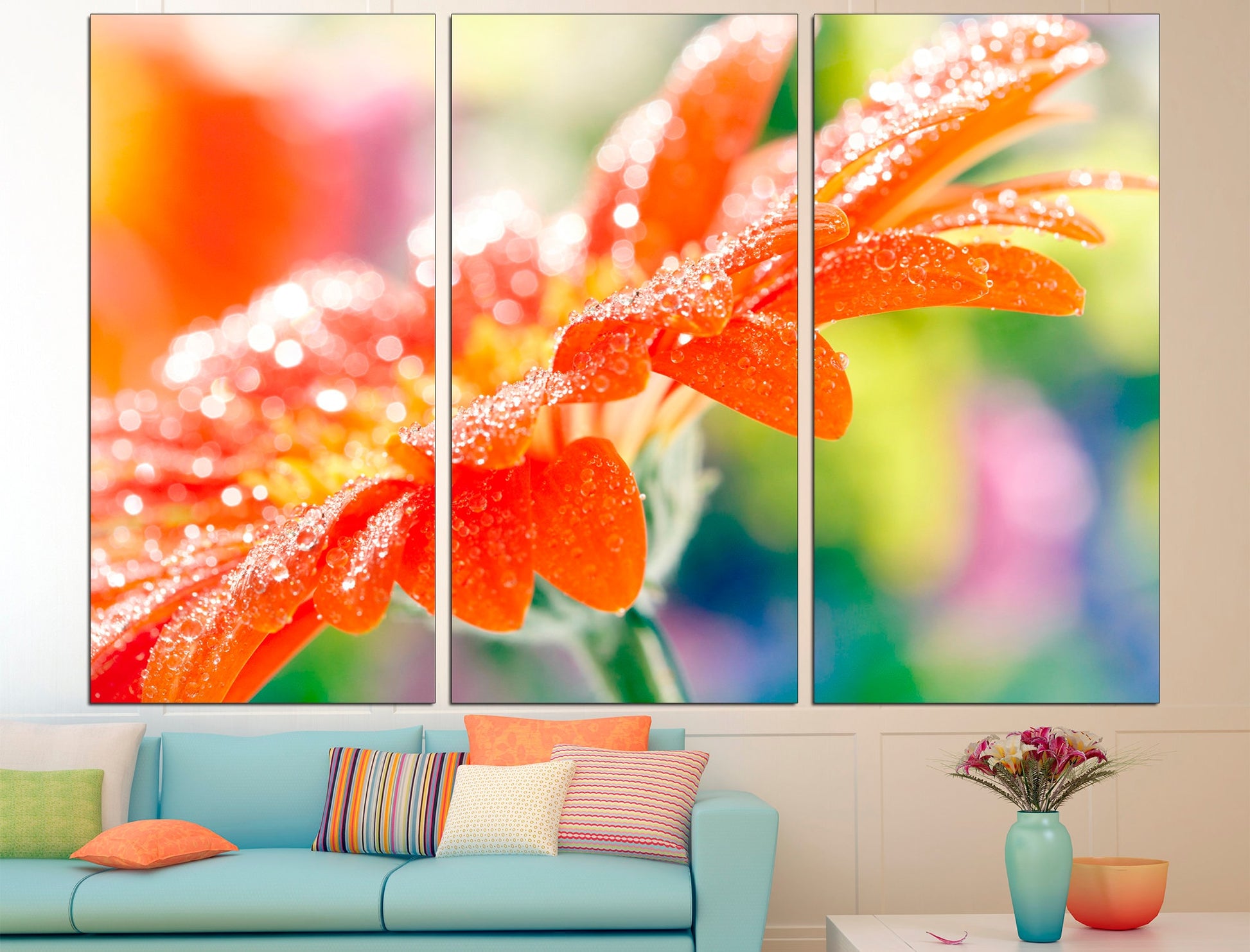 Orange Flower Canvas Flower Wall Art Large Canvas Art, Orange Abstract Art Orange Flower Photo Floral Canvas