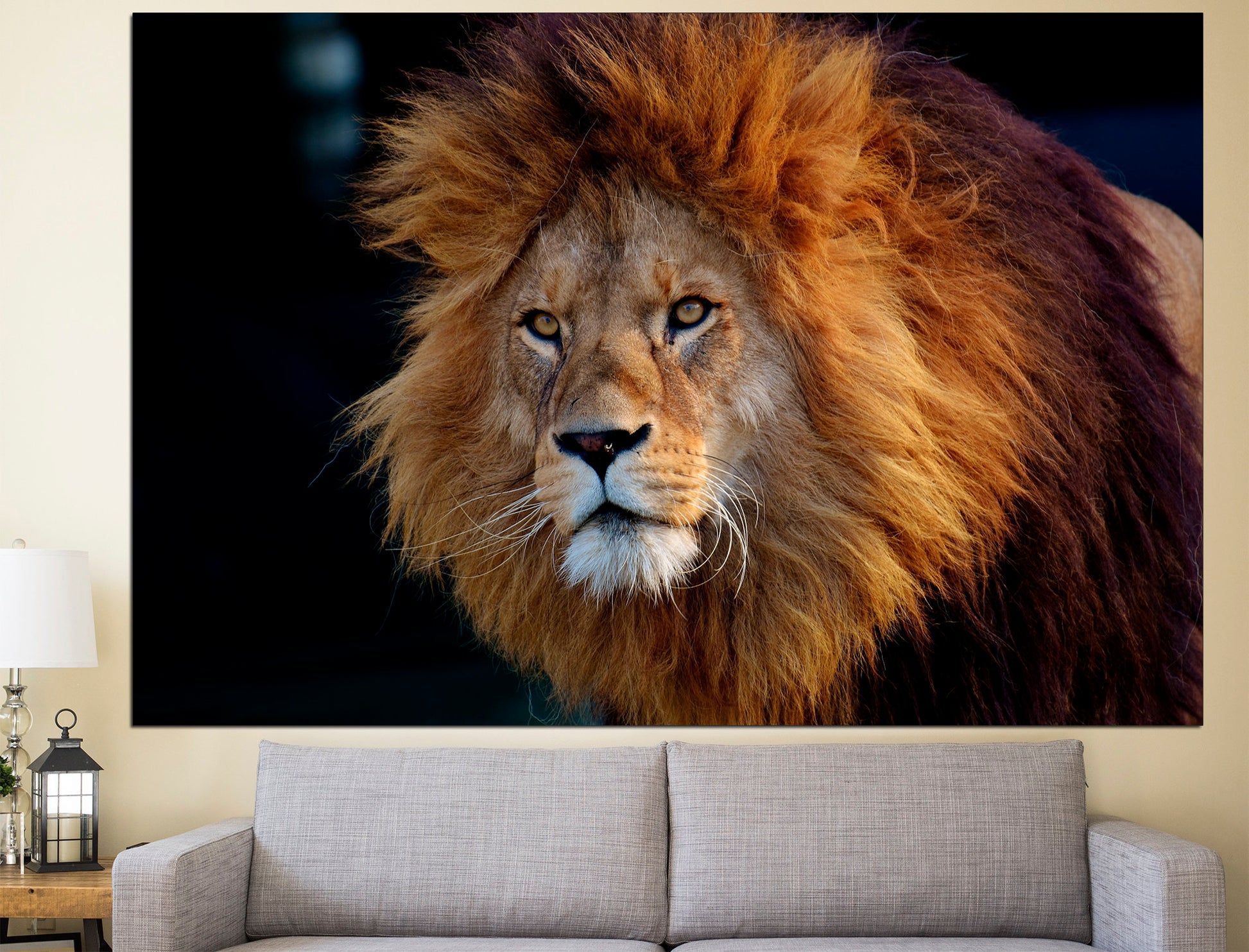 African Lion Animal Canvas Lion Wall Art Large Canvas Art, Lion Wall Decor Wildlife Canvas Lion Home Decor