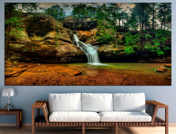 Waterfall Print Forest Canvas Waterfall Canvas Art, Waterfall Wall Decor Large Canvas Art