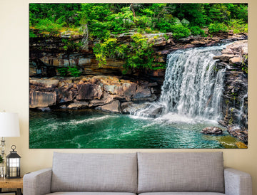 Waterfall Canvas Forest Waterfall Forest Canvas Print, Waterfall Art Waterfall Print Waterfall Nature