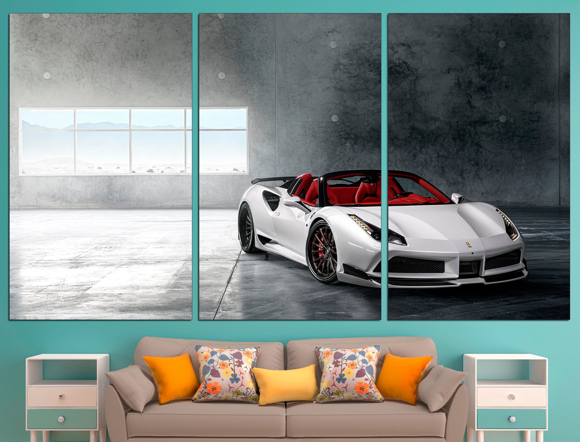 Ferrari Poster Ferrari Wall Art Sports Car Poster, Boys Room Poster Ferrari Wall Decor Automobile Poster