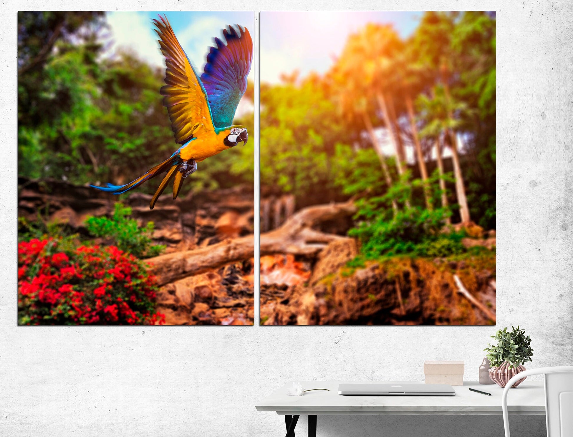 Parrot Canvas Jungle Canvas Art Parrot Wall Art, Parrot Wall Decor Large Canvas Art Parrot Lovers Parrot Poster