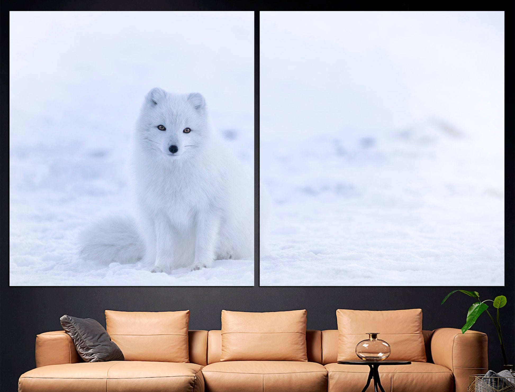 Arctic Fox Print Wildlife Canvas White Fox Arctic, Fox Poster Canvas Wall Art Arctic Animal Winter Fox