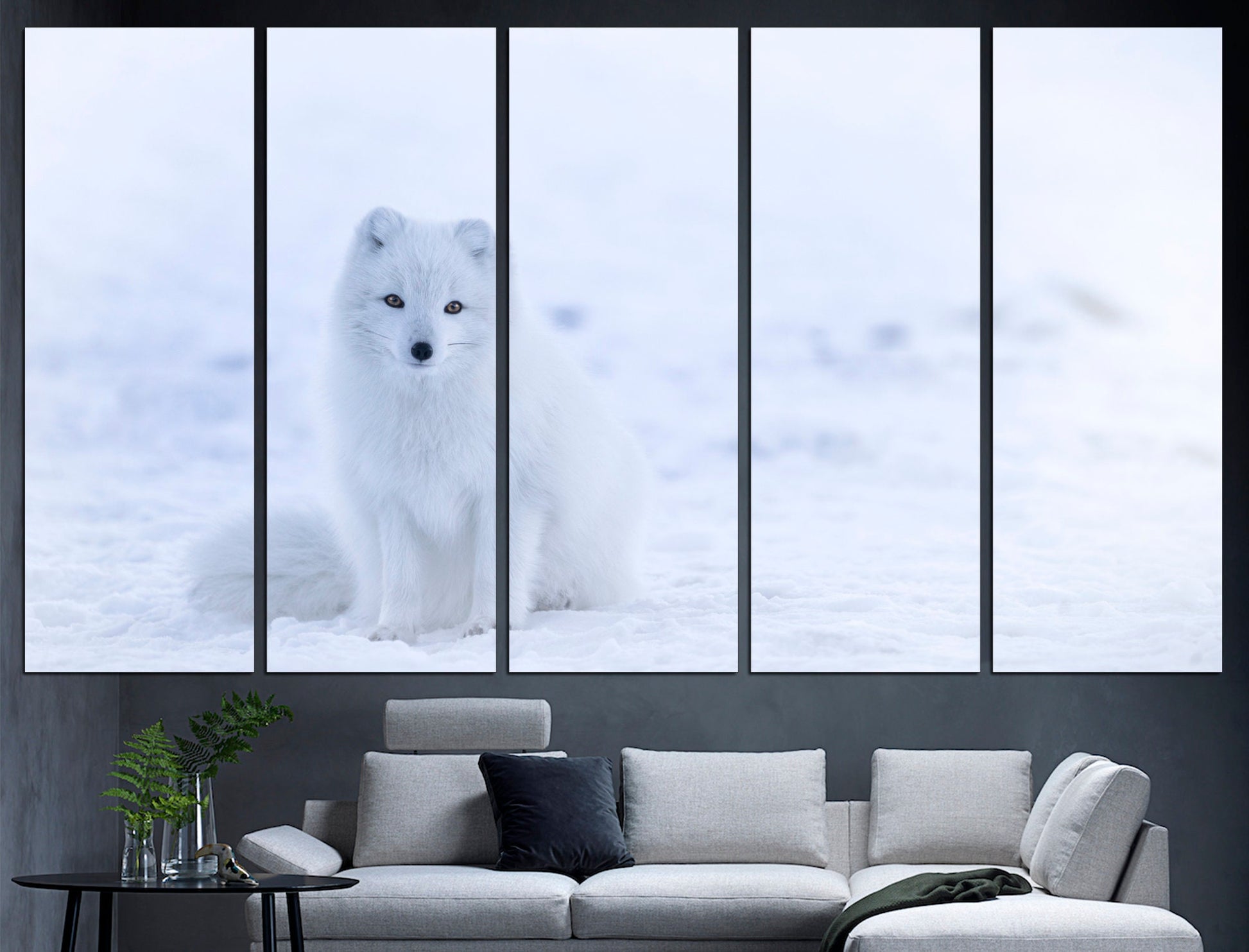 Arctic Fox Print Wildlife Canvas White Fox Arctic, Fox Poster Canvas Wall Art Arctic Animal Winter Fox