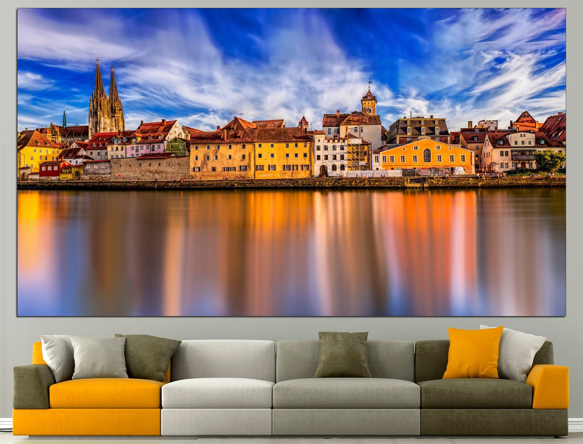 Regensburg Panorama Germany Canvas Regensburg Wall Art, Germany Poster German Architecture Urban Canvas Print